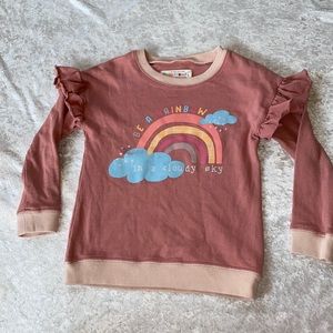 Dot Dot Smile Girls Sweatshirt ruffle sleeve rainbow